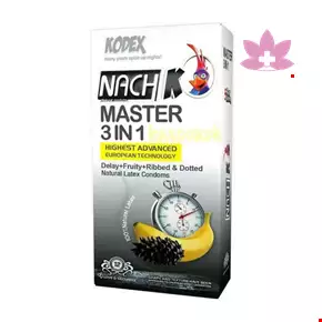 Nach Kodex Master 3 in 1 Delay Fruity Ribbed And Dotted Condoms 12 PCS